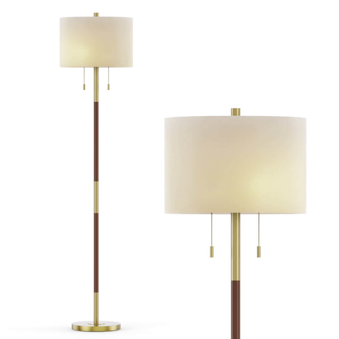 65'' Brass/Brown Traditional Floor Lamp For Living Room/Bedroom