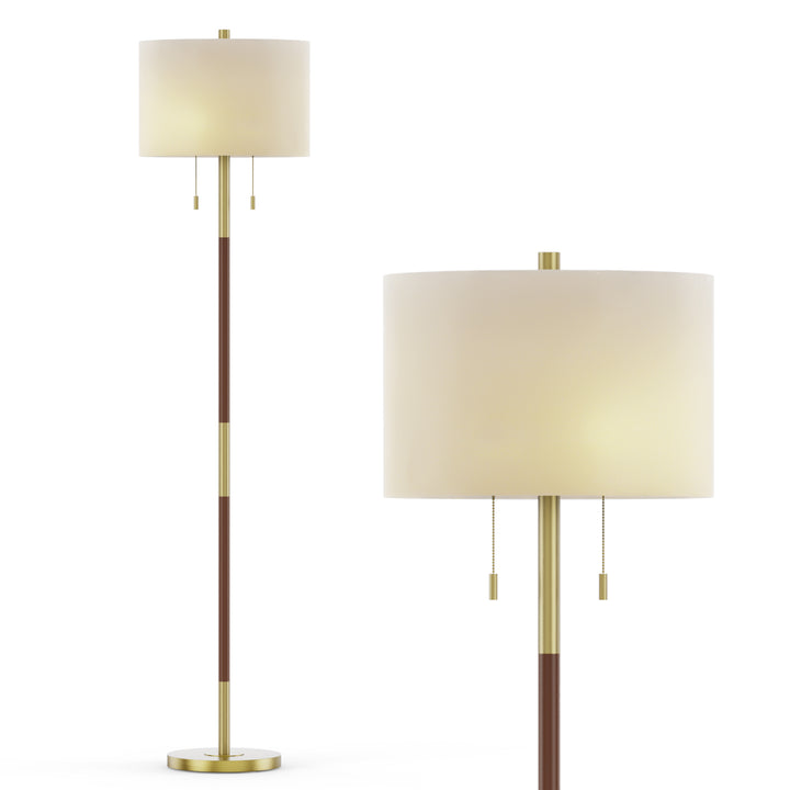 65'' Brass/Brown Traditional Floor Lamp For Living Room/Bedroom #F184