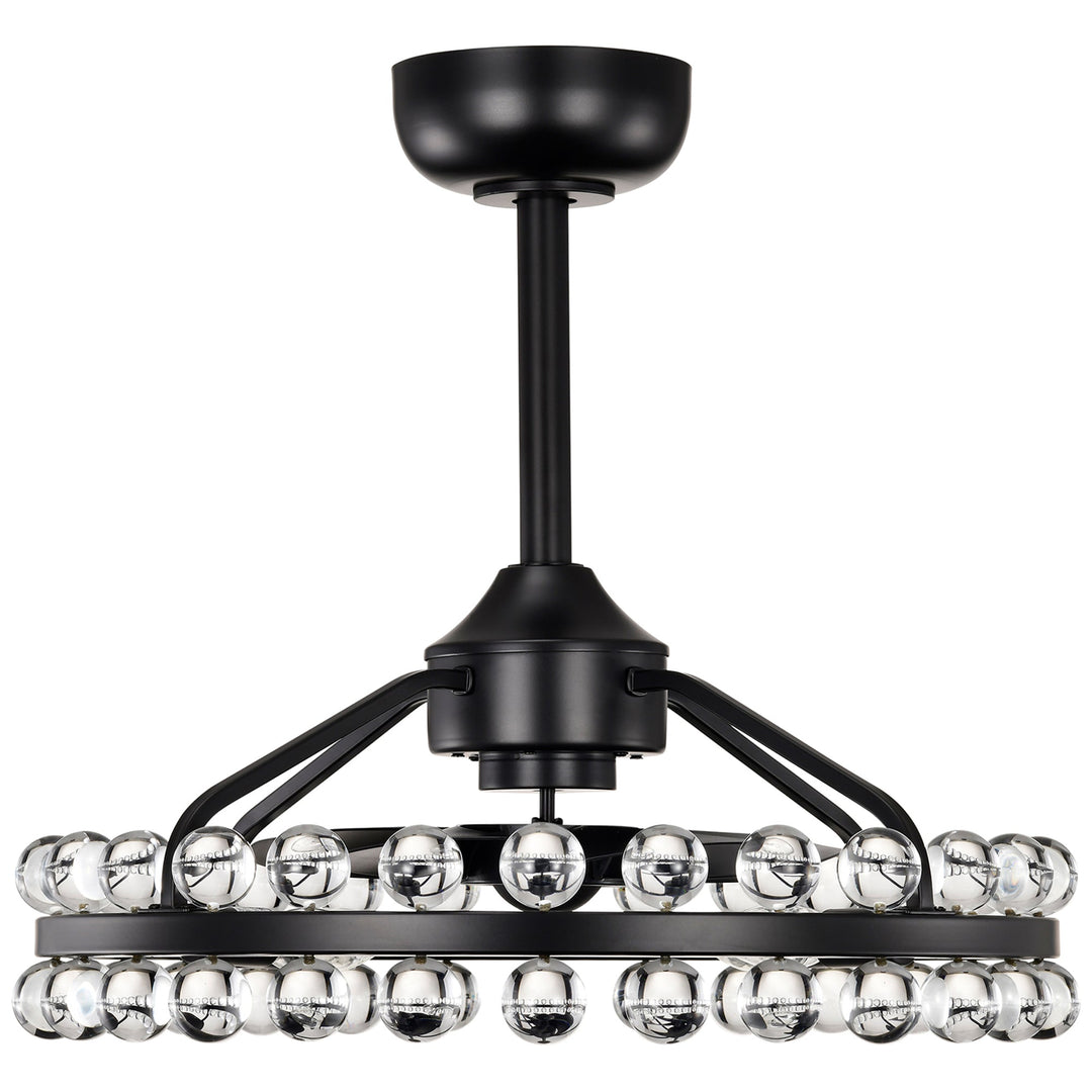Maxax 21" Reversible Rotation Crystal Ceiling Fan with Lights, 6 Speed Invisible Blade Ceiling Fan with Lights, Remote Control Gold Ceiling Fan with Lights for Living Room Bedroom #26005