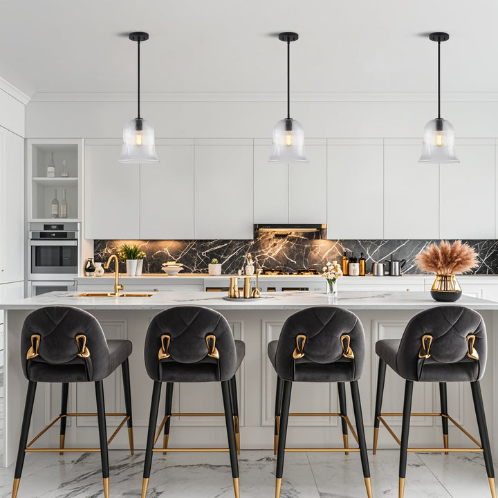 Glimmer 1-Light Metal & Glass Modern Bell Adjustable Rod Single Pendant Light #48001