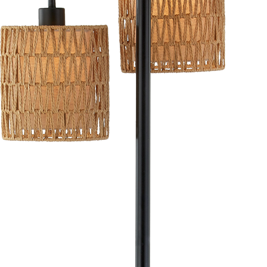 Maxax 65" Boho Rattan Floor Lamp, 3 Lights Farmhouse Tree Standing Lamp with Rattan Shades, Multi Head Vintage Tall Floor Lights for Bedroom, Living Room, Office #F65