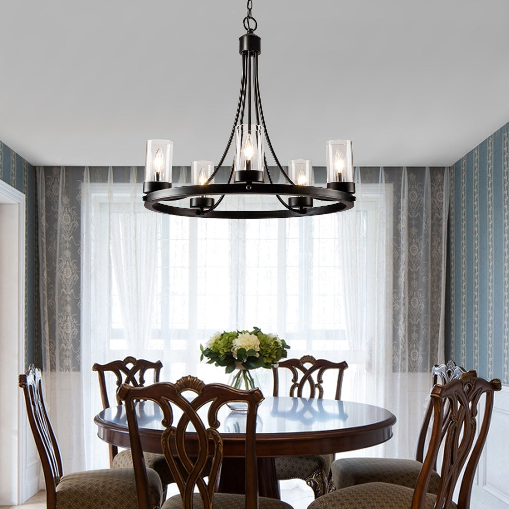 Maxax 5 - Light Candle Style Wagon Wheel Chandelier #MX19025