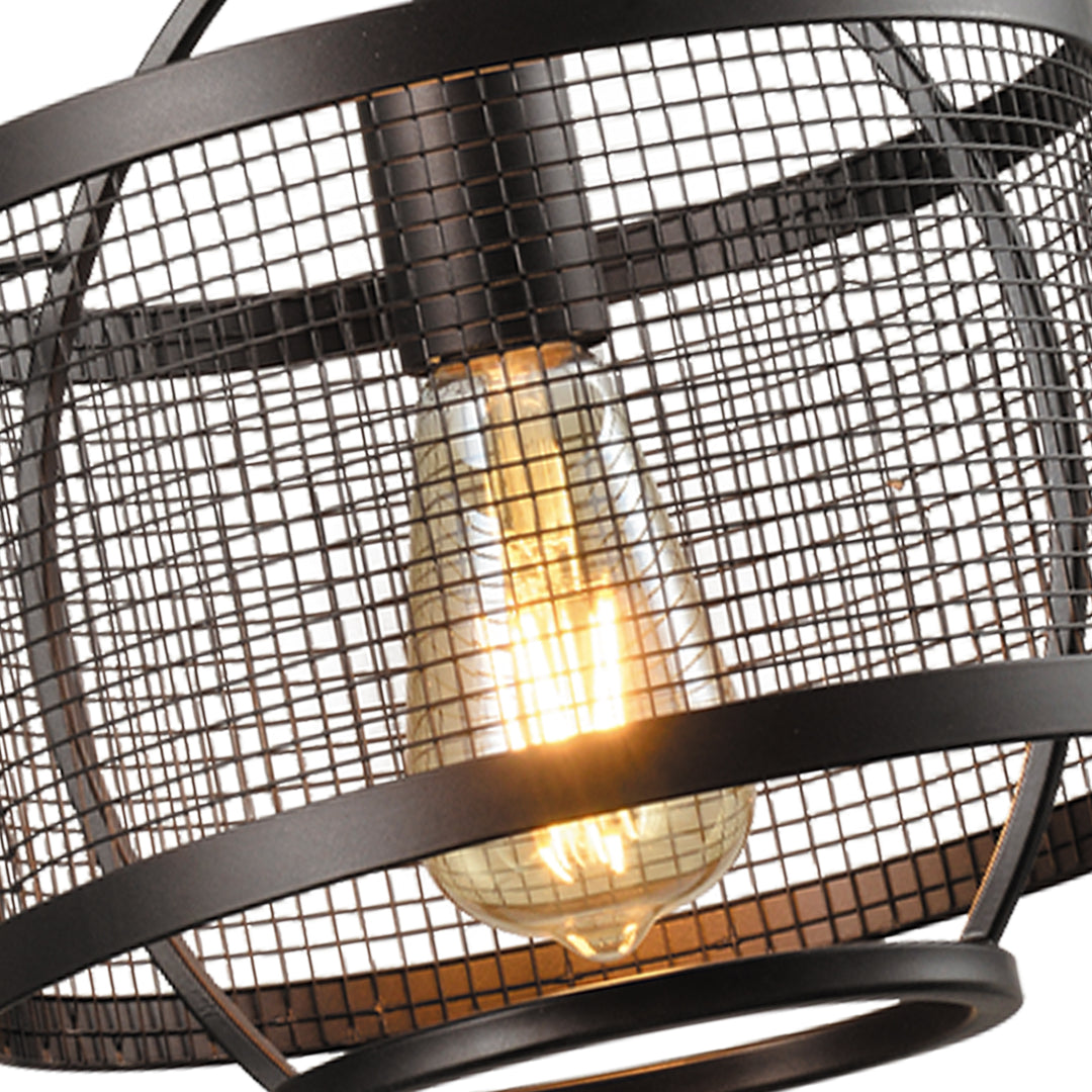 Maxax 1 - Light Lantern Drum Pendant With Wrought Iron Accents #MX21024