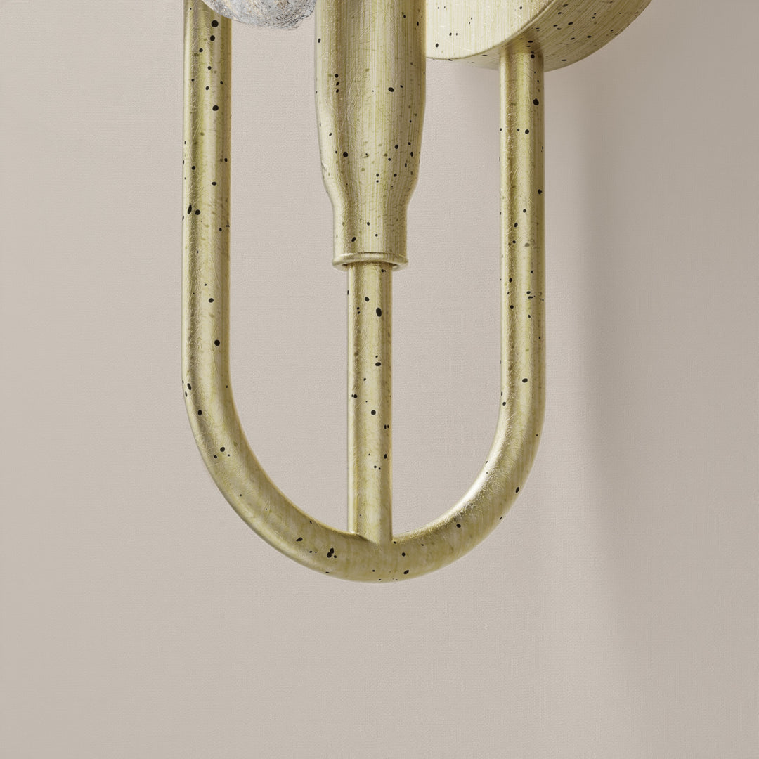 Lumin 1 - Light 5.7''W Dimmable Metal Gilded Silver Etl Wall Sconces With Petal-Shaped Glass #48002