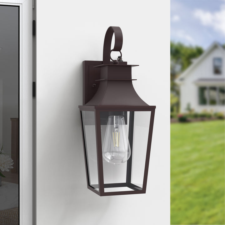 Tempered Glass Outdoor Wall Light With Dusk To Dawn #7060-2BK