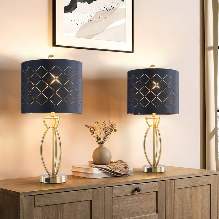 Lustre 24.6'' Traditional Gold Metal Table Lamp With Usb For Living Room/Bedroom #T274