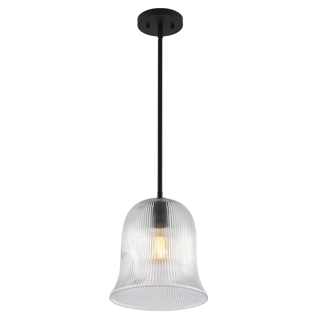 Glimmer 1-Light Metal & Glass Modern Bell Adjustable Rod Single Pendant Light #48001