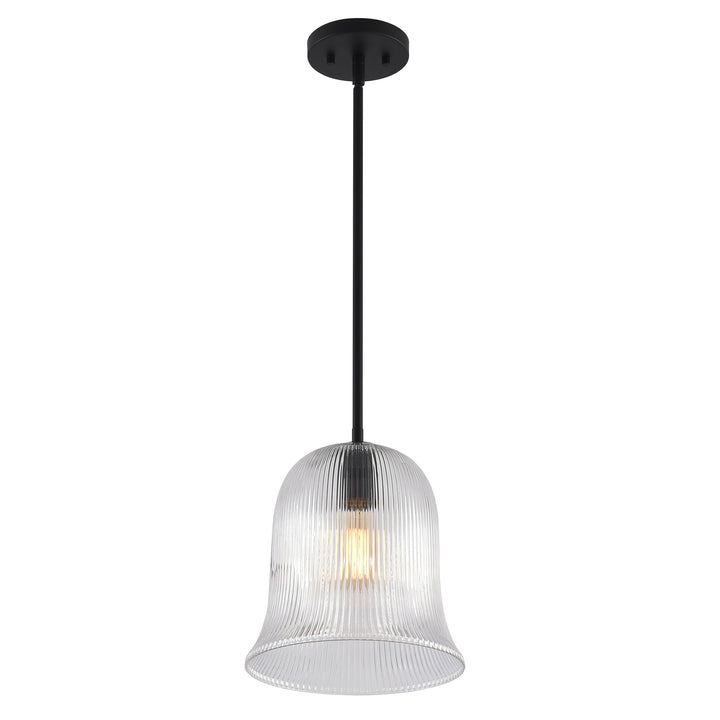 Glimmer 1-Light Metal & Glass Modern Bell Adjustable Rod Single Pendant Light #48001