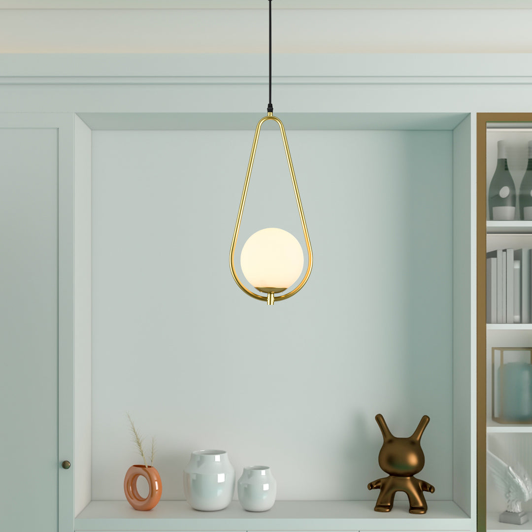 Maxax 1 - Light Single Globe Pendant with Wrought Iron Accents #MX5011