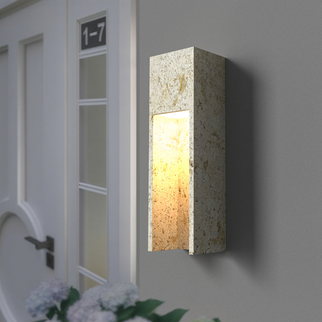 Breeze 18''H Dimmable White Travertine 80CRI LED Outdoor Wall Light #OW7110