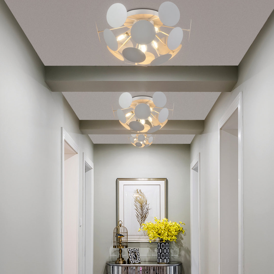 4 - Light 17.72in Unique/Statement Geometric Semi Flush Mount