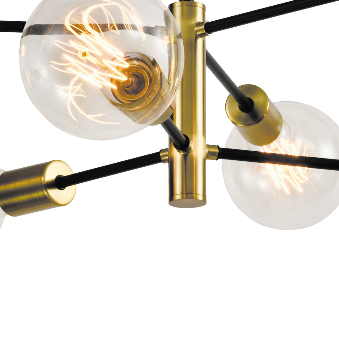 Maxax 6-Light Glass Globe Sputnik Chandelier, 52.95" Black and Gold Height Adjustable Pendant Lighting for Dining Room, Living Room #MX21037-P6