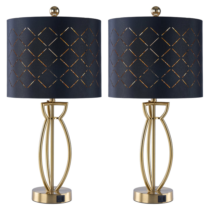 Lustre 24.6'' Traditional Gold Metal Table Lamp With Usb For Living Room/Bedroom #T274