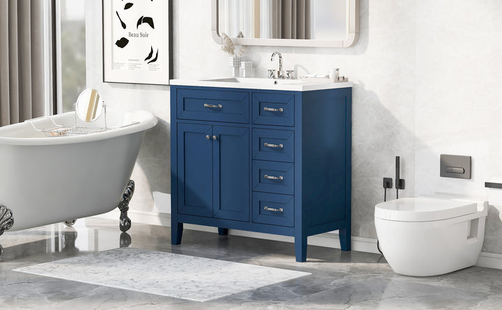 36'' Single Bathroom Vanity Cabinet With Ceramic Top #BV-007-36BL