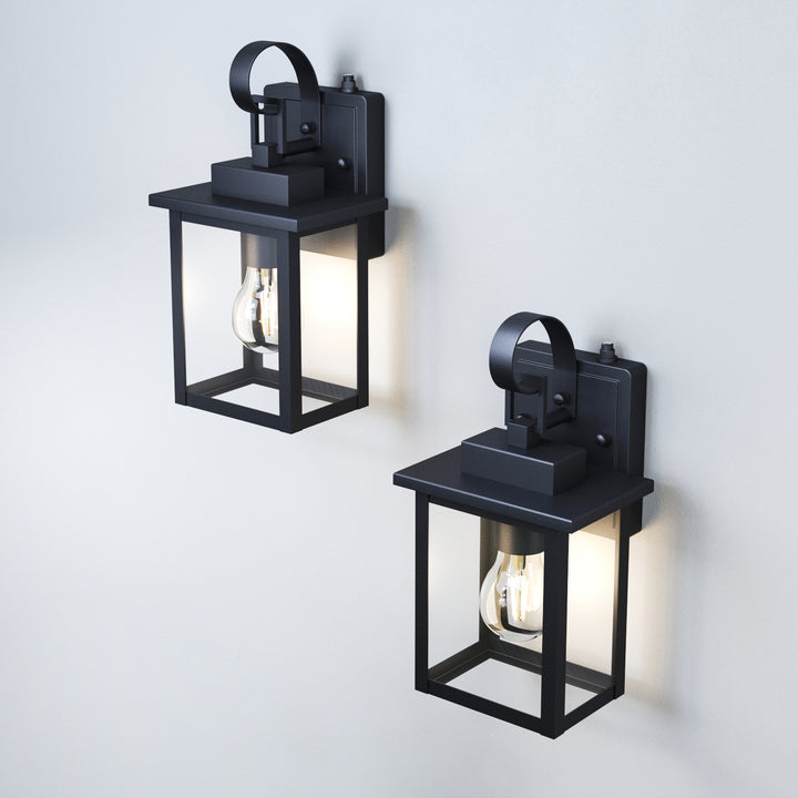 Maxax Dusk to Dawn 12" Outdoor Wall Light, Exterior Waterproof Wall Sconce, Matte Black Front Porch Light, Outside Wall Mount Lantern for House Garage Doorway (Bulb Include) #7041