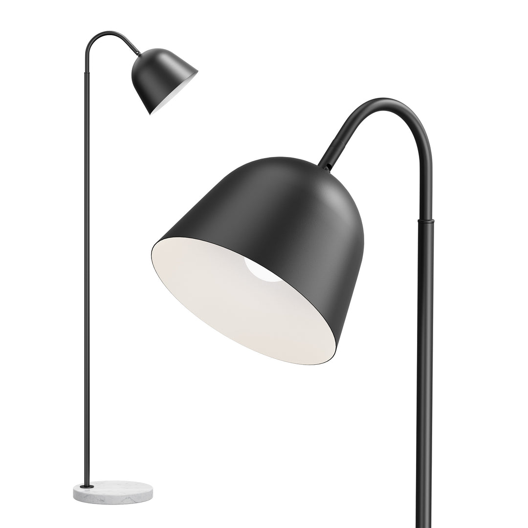 64" Modern Metal Floor Lamp, Polished Gold Finish, 350° Swivel & 90° Tilting Head, Foot Switch Standing Lamp For Living Room, Bedroom, Office #F268-BK