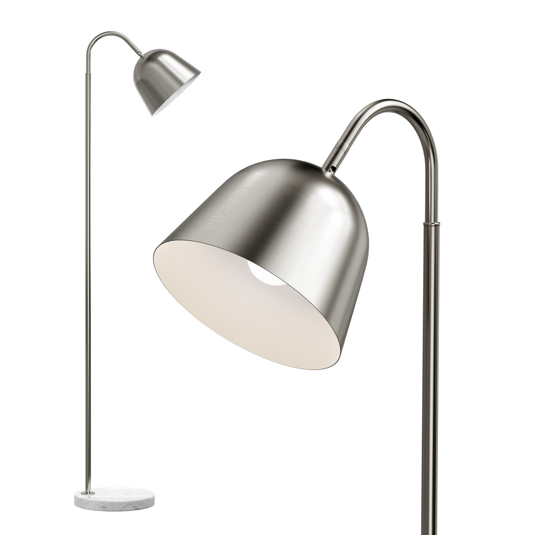 64" Modern Metal Floor Lamp, Polished Gold Finish, 350° Swivel & 90° Tilting Head, Foot Switch Standing Lamp For Living Room, Bedroom, Office #F268-BK