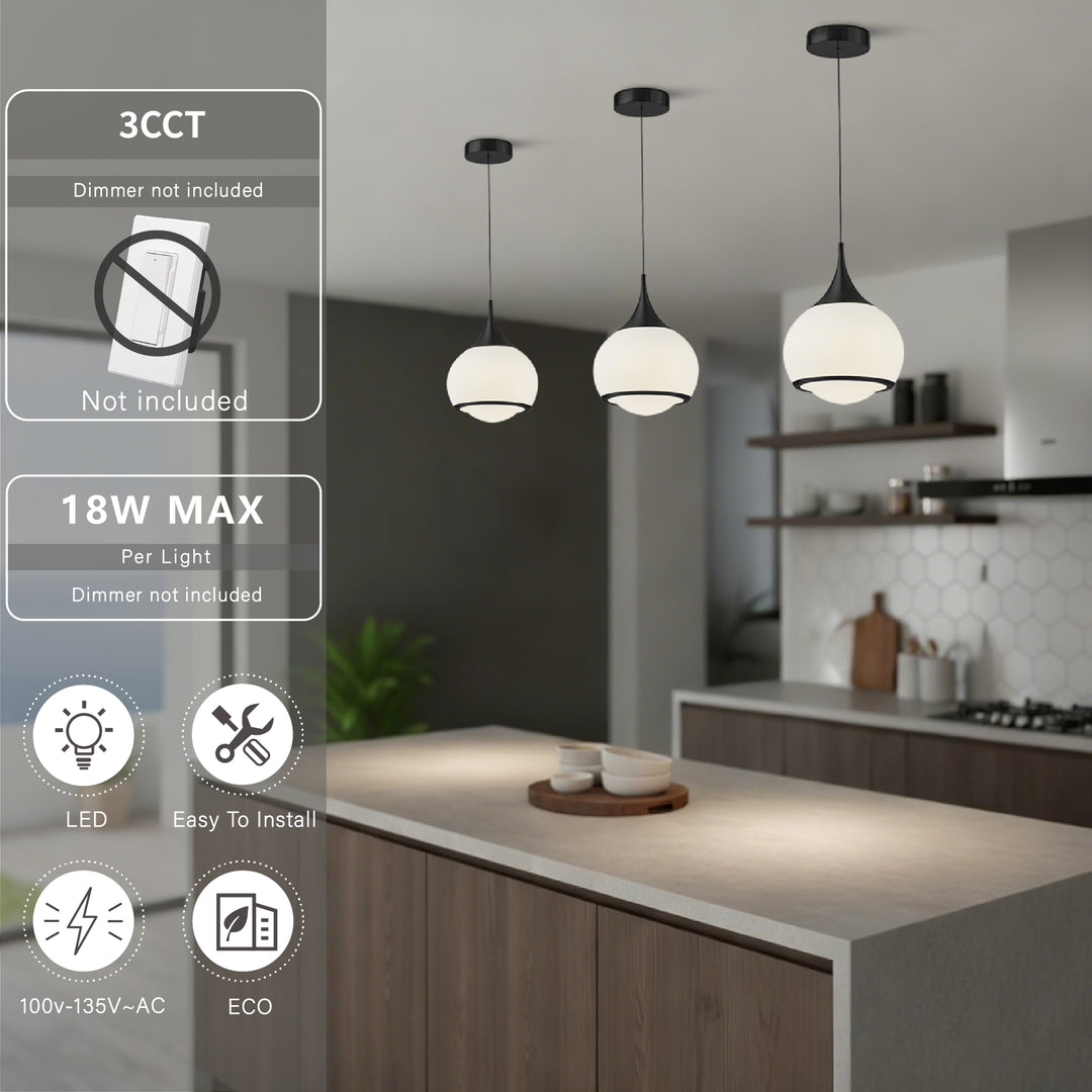 Nimbus 1-light Led Single Glass Pendant For Hallway/kitchen Island #MX21051