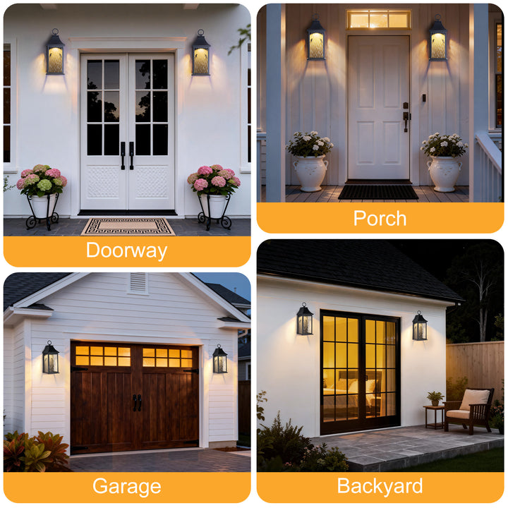 Natura 15''H Dimmable LED Black Iron Outdoor Wall Light with Dusk to Dawn and Water Glass #OW7111