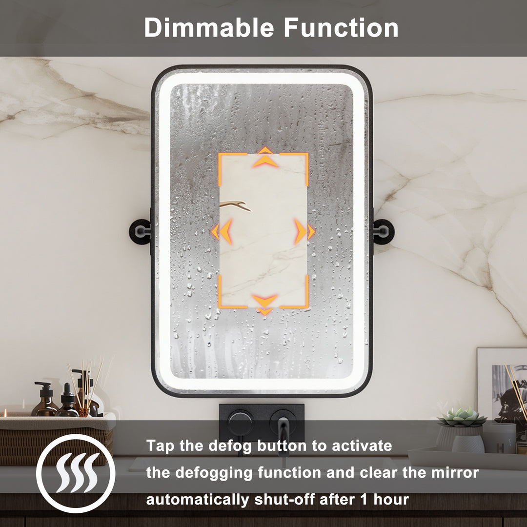 Elevate Home Modern Led Framed Tempered Anti-fog Dimmable 3-color Wall Mounted Vanity Mirror For Bathroom #52001