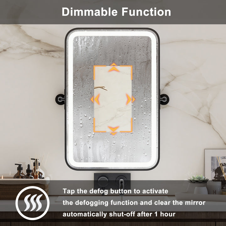 Elevate Home Modern Led Framed Tempered Anti-fog Dimmable 3-color Wall Mounted Vanity Mirror For Bathroom #52001