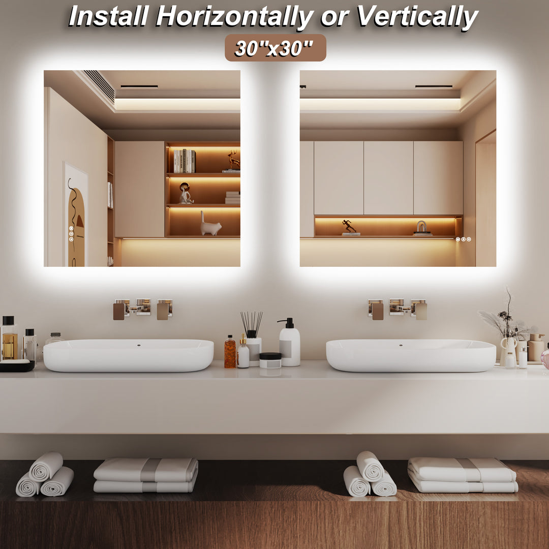 Elevate Home Modern Frameless LED Lighted Anti-Fog Dimmable Tempred Bathroom&Vanity Mirror #BL02