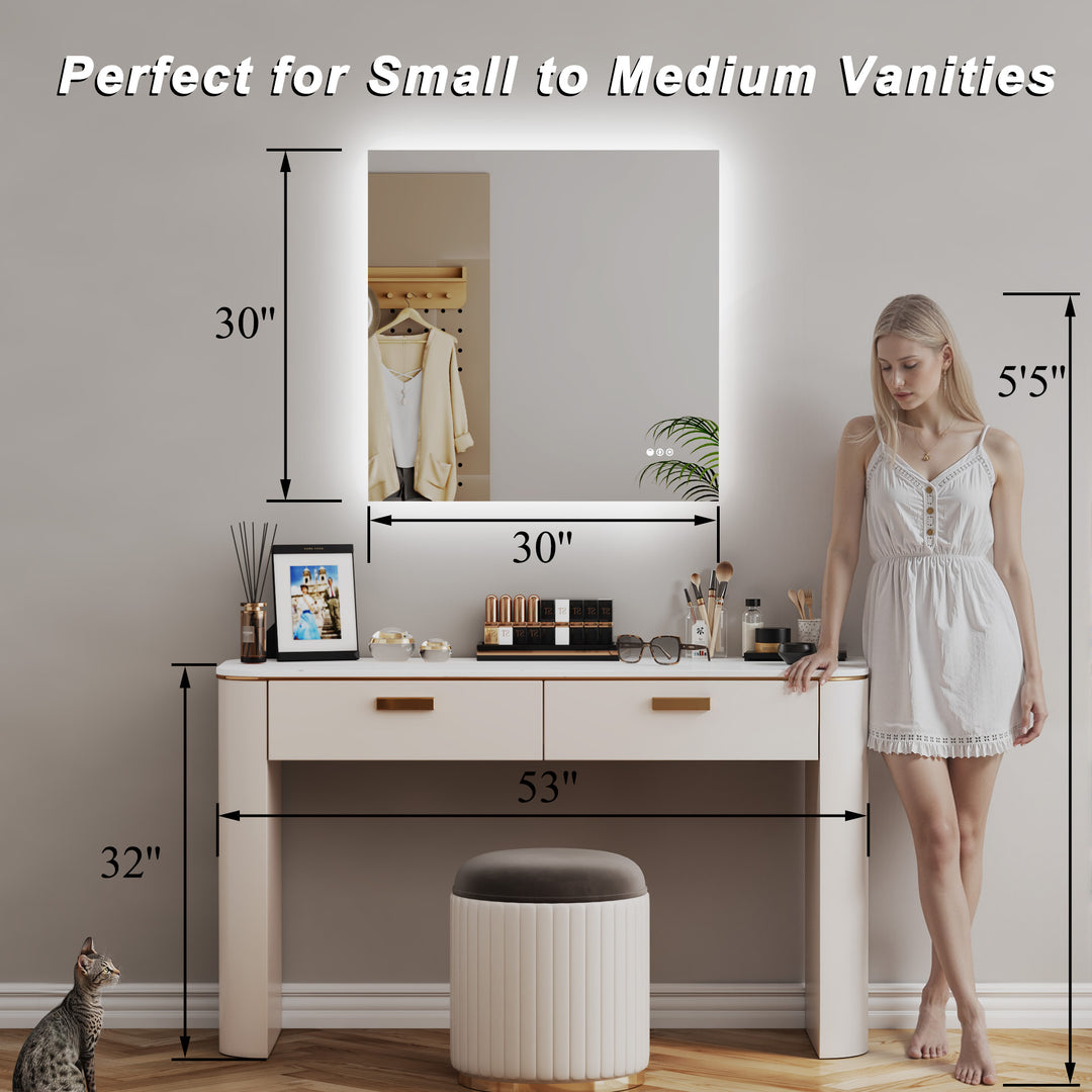 Elevate Home Modern Frameless LED Lighted Anti-Fog Dimmable Tempred Bathroom&Vanity Mirror #BL02