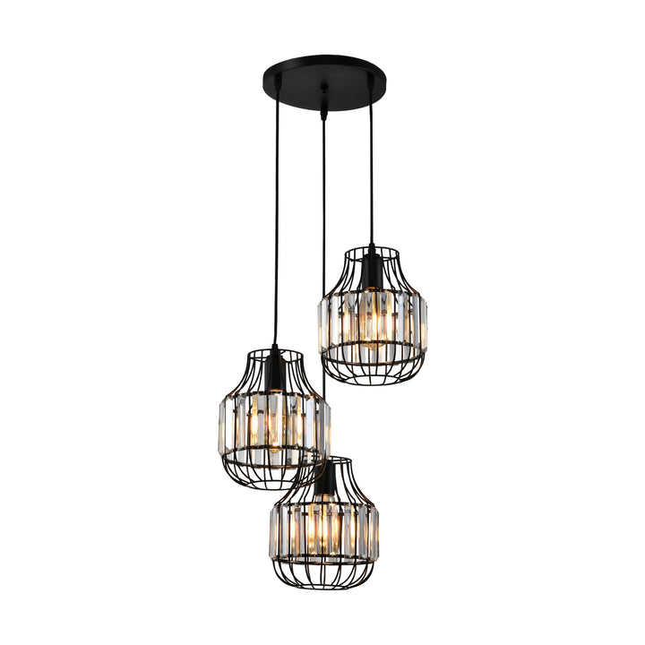 Maxax 3-Light Cluster Drum Pendant With Crystal Accents #D150-3B6