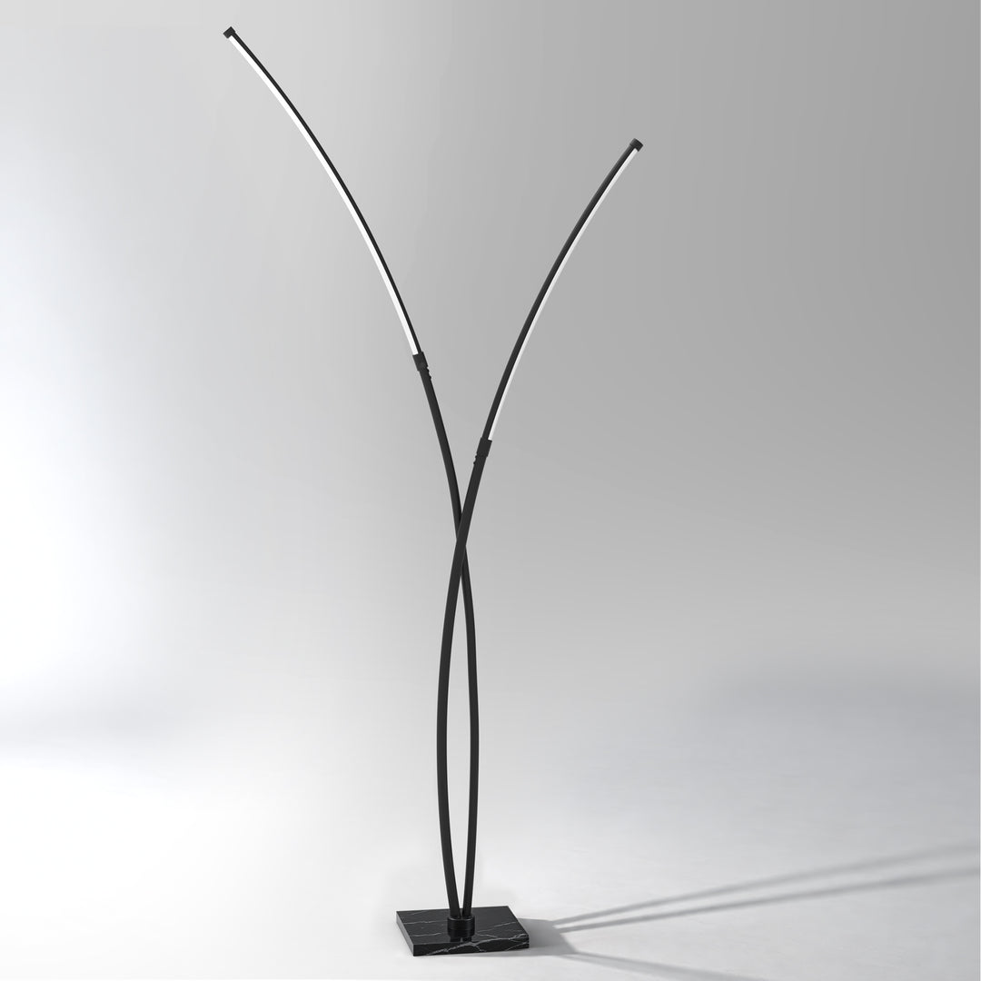 80" Modern LED Metal Floor Lamp 3-Color Lighting Stepless Dimming with Marble Base 