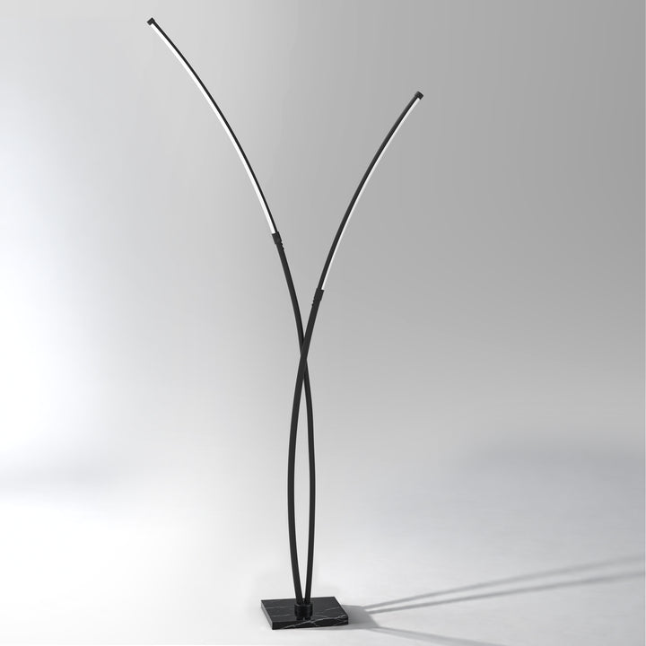 80" Modern LED Metal Floor Lamp 3-Color Lighting Stepless Dimming with Marble Base 