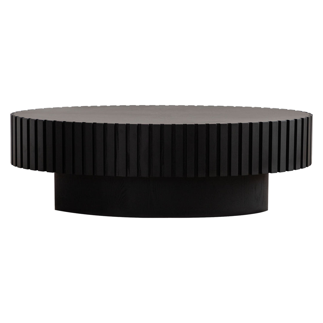Timeless Round Coffee Table Handcrafted Relief Wooden Olive-Shaped Tea Table For Living Room #25013