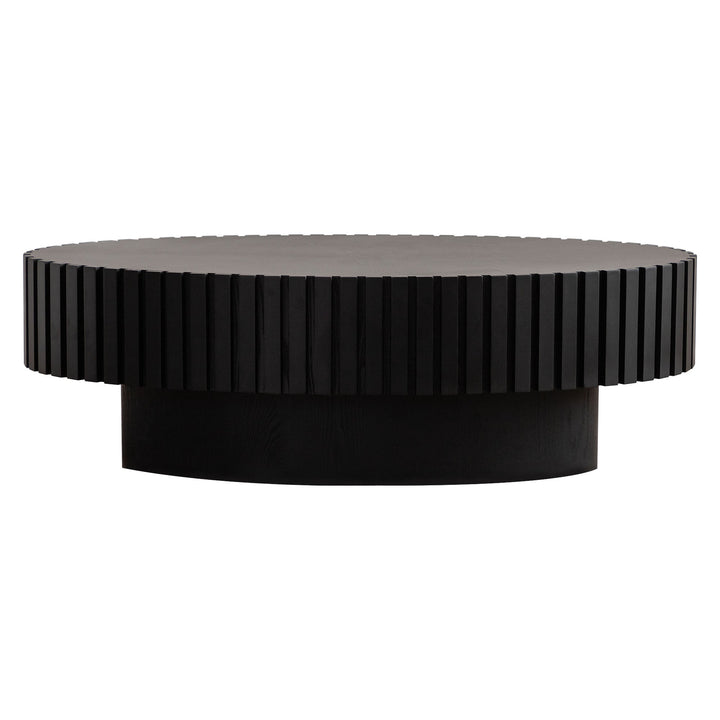 Timeless Round Coffee Table Handcrafted Relief Wooden Olive-Shaped Tea Table For Living Room #25013