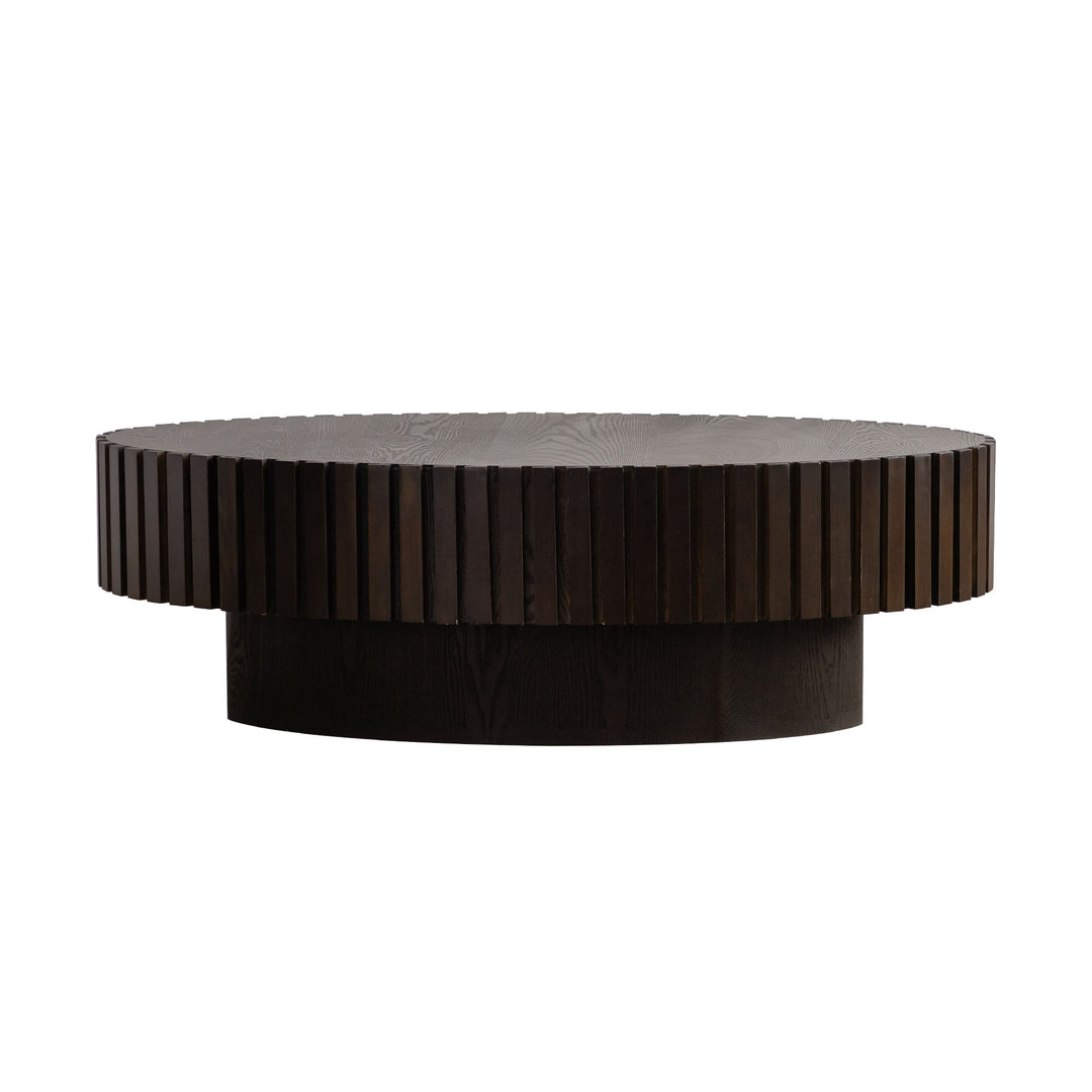 Timeless Round Coffee Table Handcrafted Relief Wooden Olive-Shaped Tea Table For Living Room #25013