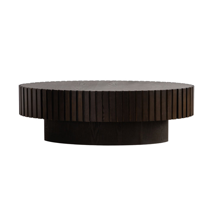 Timeless Round Coffee Table Handcrafted Relief Wooden Olive-Shaped Tea Table For Living Room #25013