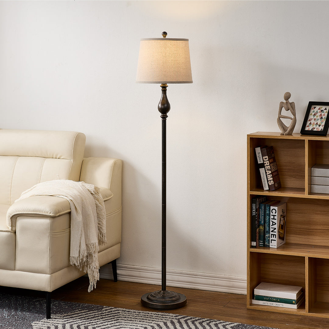 Maxax 62.5 Dimmable Black Floor Lamp with Fabric Shade #F23