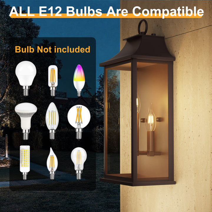 Maxax Dusk to Dawn Outdoor Wall Lights 3-Light, Oil Rubbed Bronze Exterior Lighting Fixtures, 25" Large Outdoor Wall Sconce, Waterproof Outside Wall Lantern for Porch Patio Garage #7076-3BR