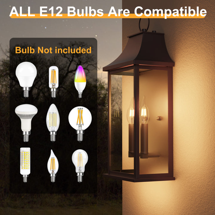 Maxax Dusk to Dawn Outdoor Wall Lights 3-Light, Oil Rubbed Bronze Exterior Lighting Fixtures, 25" Large Outdoor Wall Sconce, Waterproof Outside Wall Lantern for Porch Patio Garage #7076-3BR