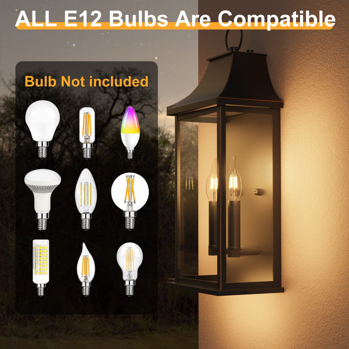 Maxax Dusk to Dawn Outdoor Wall Lights 3-Light, Oil Rubbed Bronze Exterior Lighting Fixtures, 25" Large Outdoor Wall Sconce, Waterproof Outside Wall Lantern for Porch Patio Garage #7076