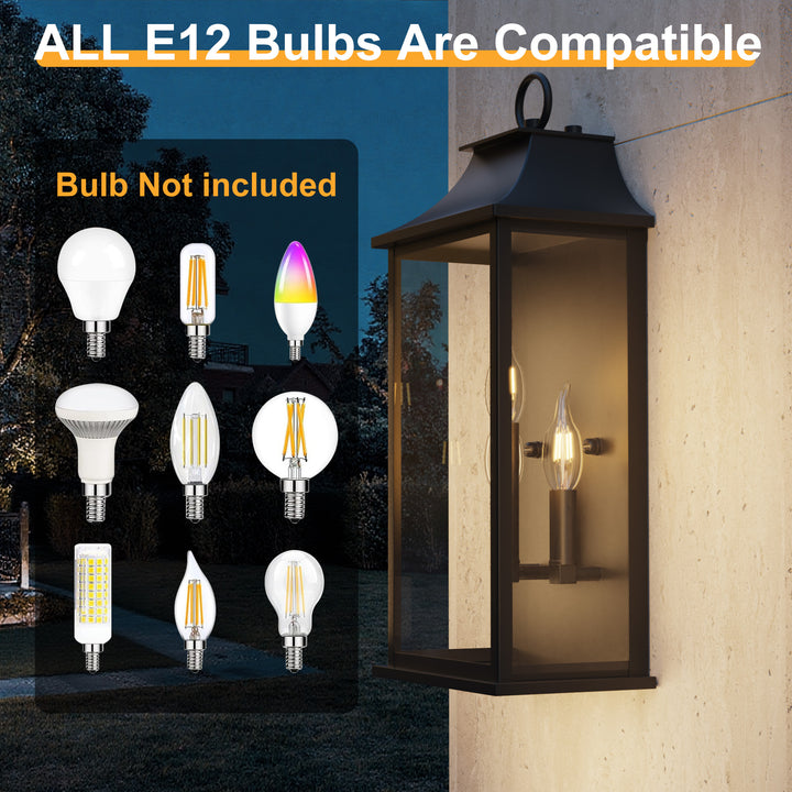 Maxax Dusk to Dawn Outdoor Wall Lights 3-Light, Oil Rubbed Bronze Exterior Lighting Fixtures, 25" Large Outdoor Wall Sconce, Waterproof Outside Wall Lantern for Porch Patio Garage #7076-3BR