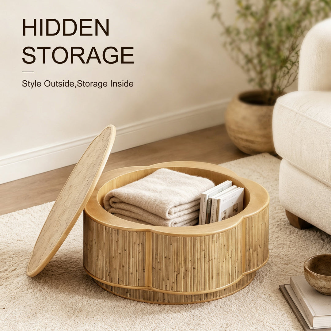 31.5" Solid Wood End Table with Storage for Living Room & Bedroom #25046