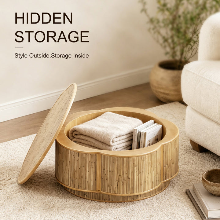 31.5" Solid Wood End Table with Storage for Living Room & Bedroom #25046