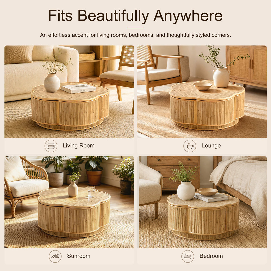 31.5" Solid Wood End Table with Storage for Living Room & Bedroom #25046
