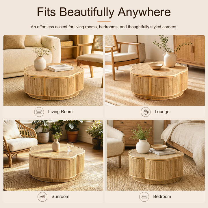 31.5" Solid Wood End Table with Storage for Living Room & Bedroom #25046