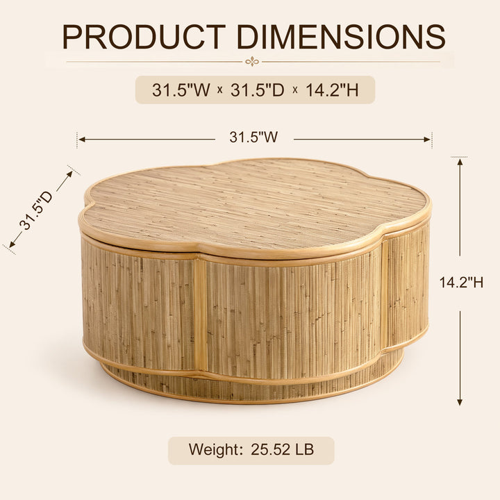 31.5" Solid Wood End Table with Storage for Living Room & Bedroom #25046