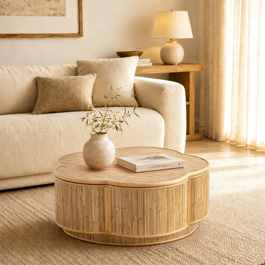 31.5" Solid Wood End Table with Storage for Living Room & Bedroom #25046