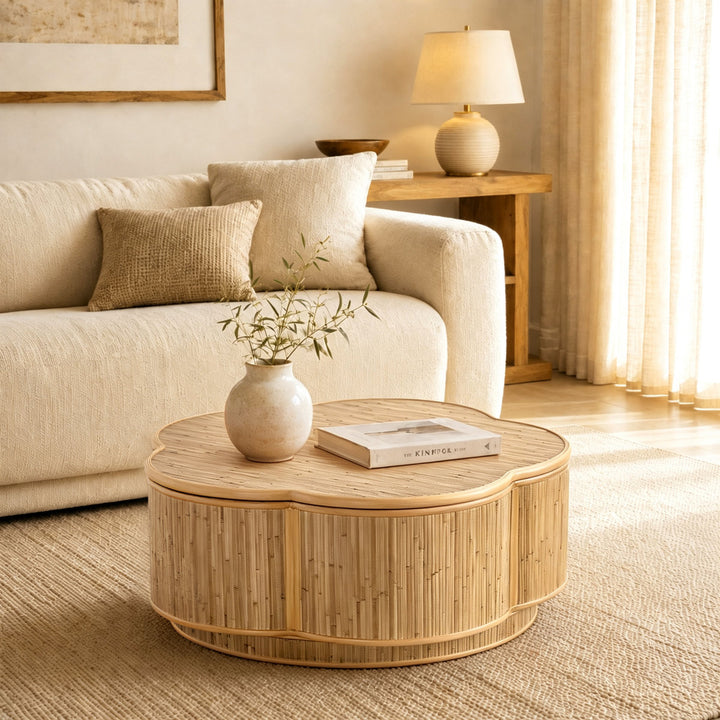 31.5" Solid Wood End Table with Storage for Living Room & Bedroom #25046
