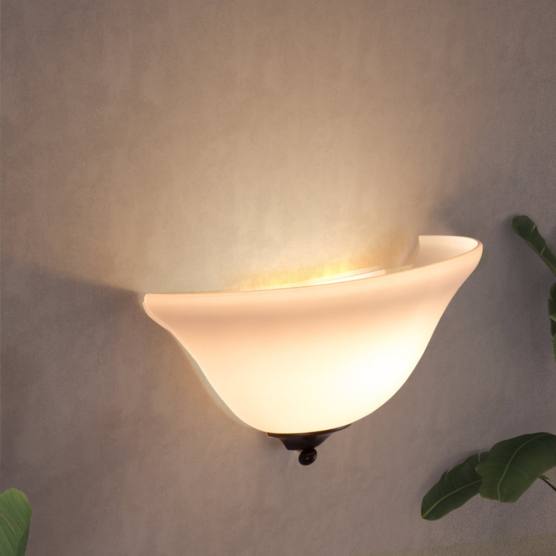 Maxax Half Moon Glass Modern Indoor Wall Light #19215-1WH