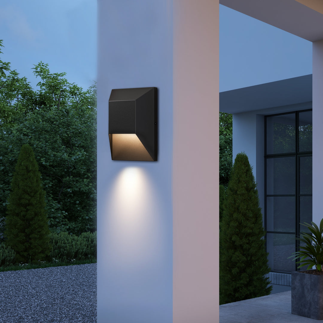 Brandalynn 9''H 1-Light Dimmable Sand Grain Black Led Outdoor Wall Light #7080