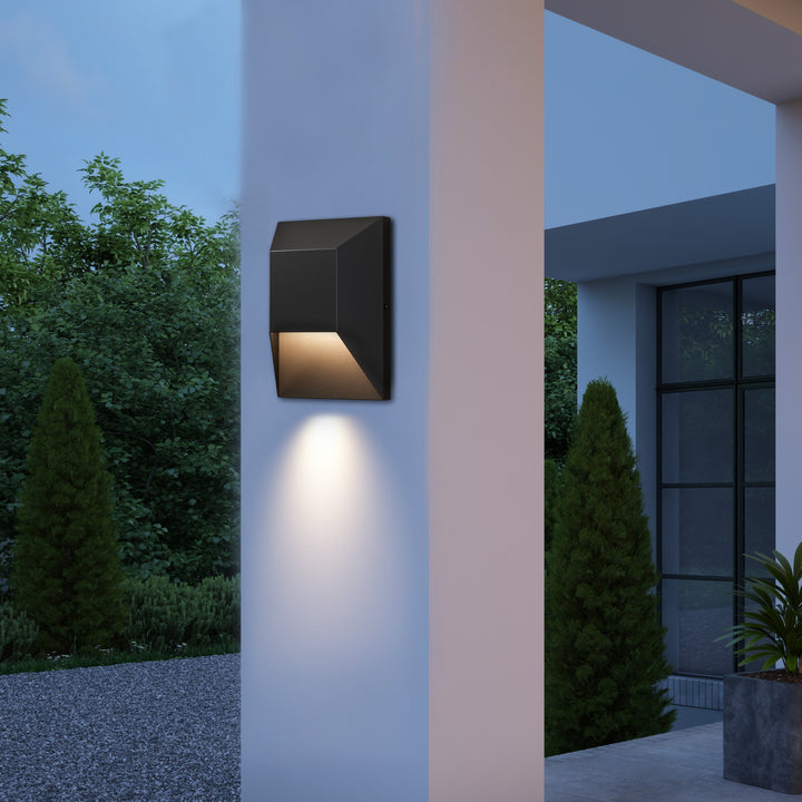 Brandalynn 9''H 1-Light Dimmable Sand Grain Black Led Outdoor Wall Light #7080