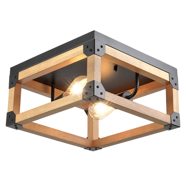 Maxax 2-Light Wood Ceiling Lamp #MX19044-2-C